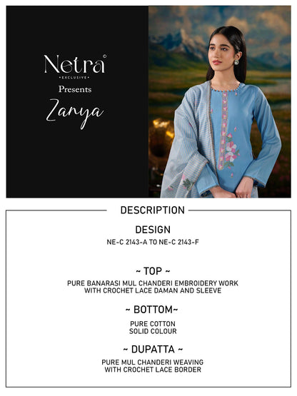 Zanya Netra Banarasi Pant Style Suits Exporter Ahmedabad