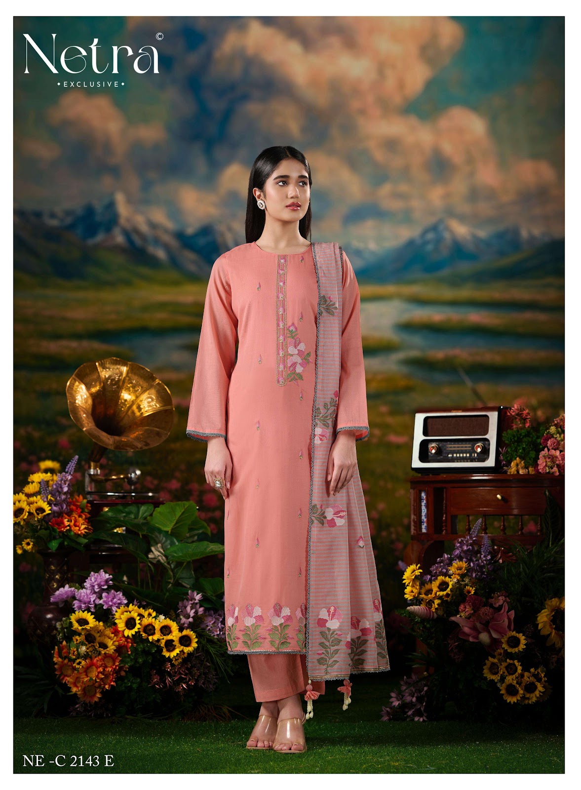 Zanya Netra Banarasi Pant Style Suits Exporter Ahmedabad