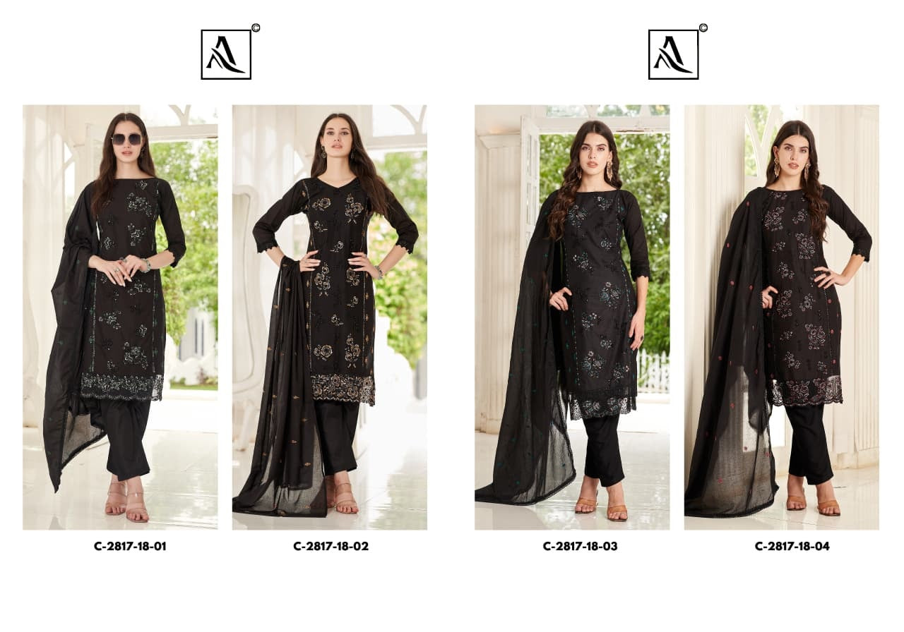 Zar-Douzi Black Special Alok Cambric Karachi Salwar Suits Manufacturer Gujarat