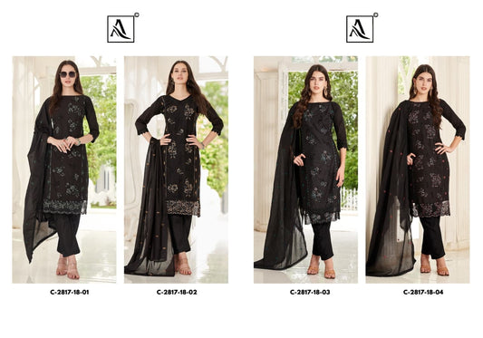 Zar-Douzi Black Special Alok Cambric Karachi Salwar Suits Manufacturer Gujarat