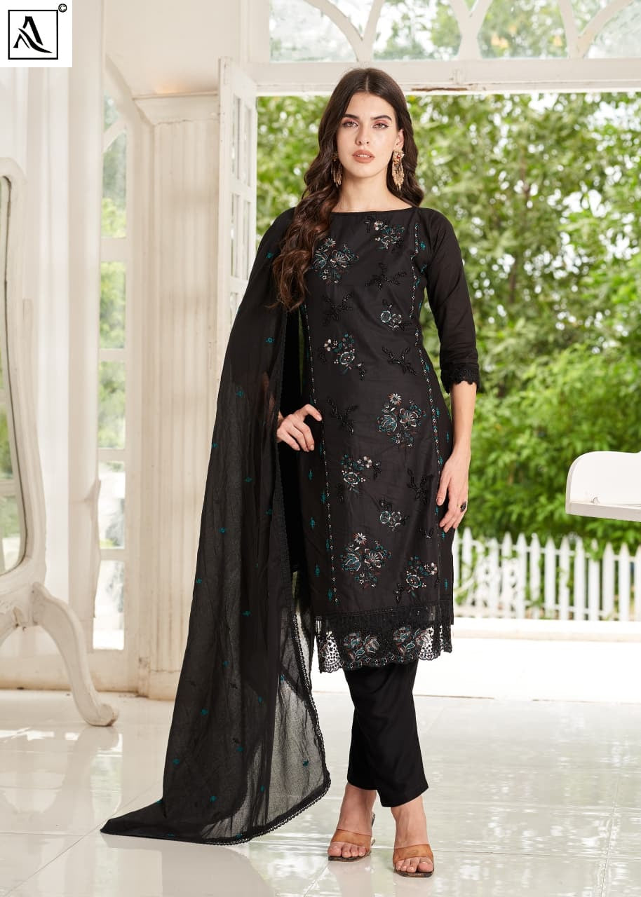 Zar-Douzi Black Special Alok Cambric Karachi Salwar Suits Manufacturer Gujarat