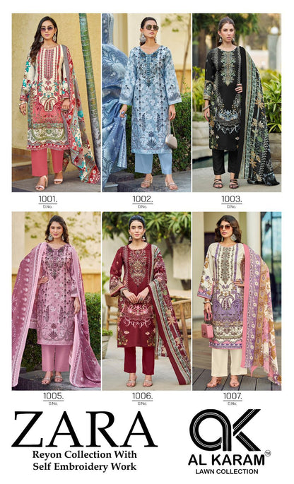 Zara Al Karam Cotton Rayon Karachi Salwar Suits Exporter Ahmedabad