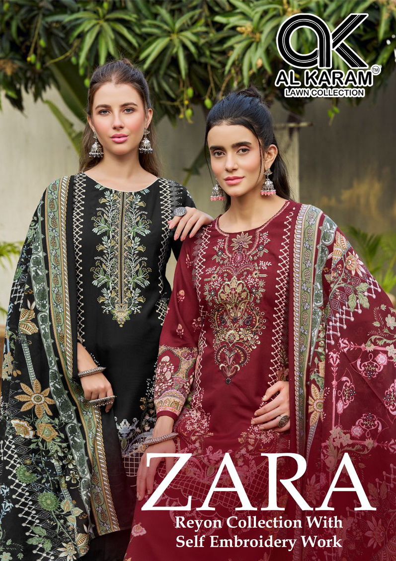 Zara Al Karam Cotton Rayon Karachi Salwar Suits Exporter Ahmedabad