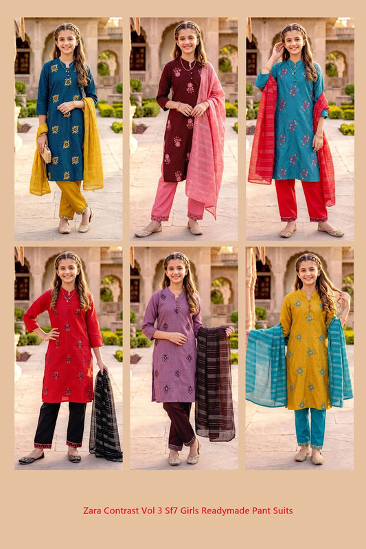 Zara Contrast Vol 3 Sf7 Vetican Girls Readymade Pant Suits Supplier
