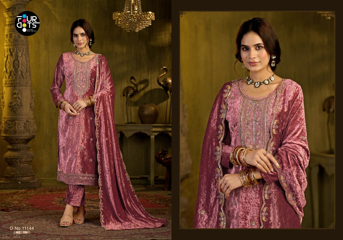 Zara Four Dots Makhamal Velvet Suits Manufacturer Ahmedabad