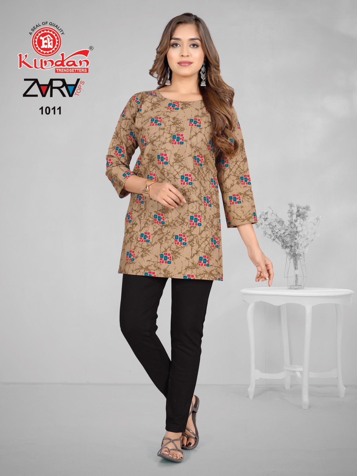 Zara Kundan Tex Cotton Short Kurtis Supplier India