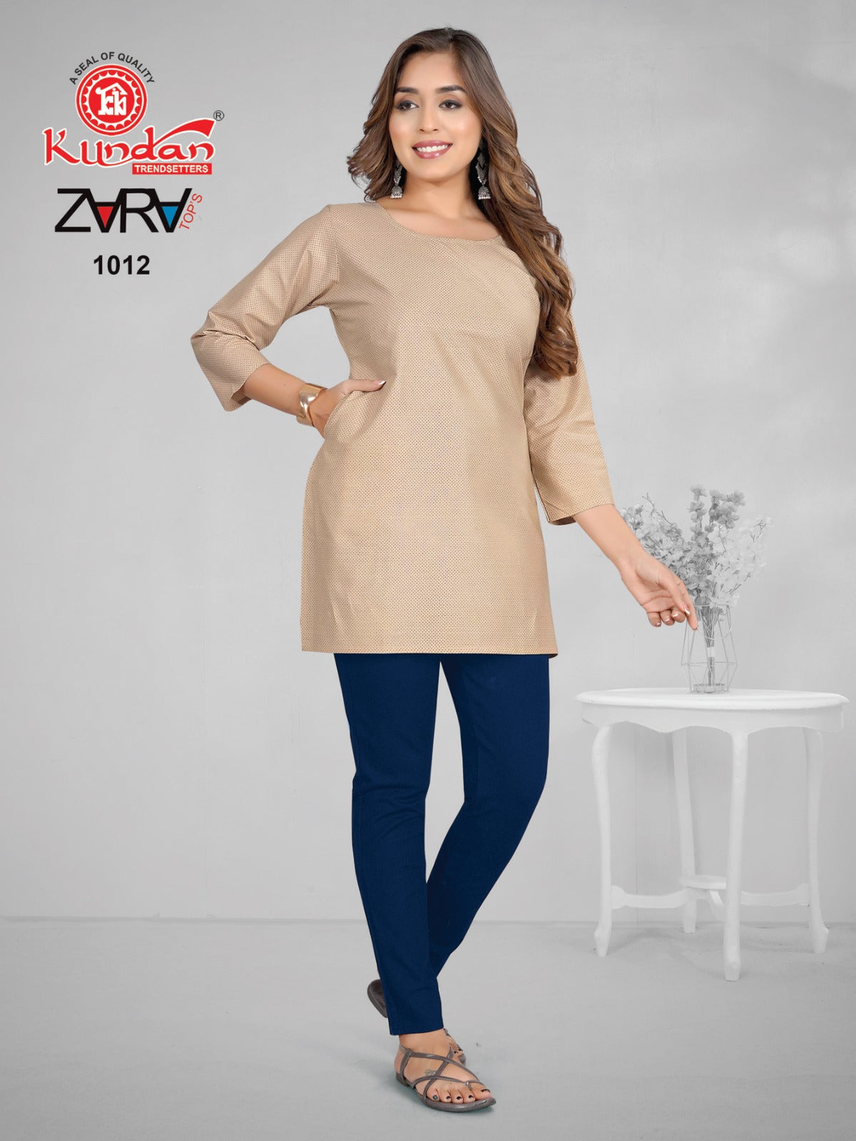 Zara Kundan Tex Cotton Short Kurtis Supplier India