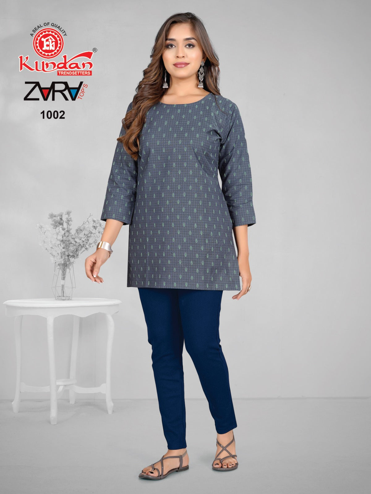 Zara Kundan Tex Cotton Short Kurtis Supplier India XL