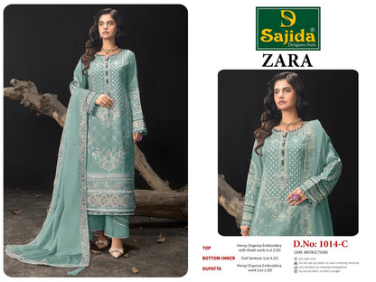 Zara Sajida Organza Pakistani Salwar Suits Wholesaler Gujarat