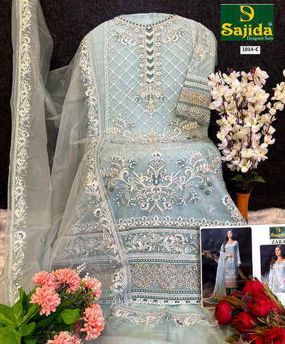 Zara Sajida Organza Pakistani Salwar Suits Wholesaler Gujarat