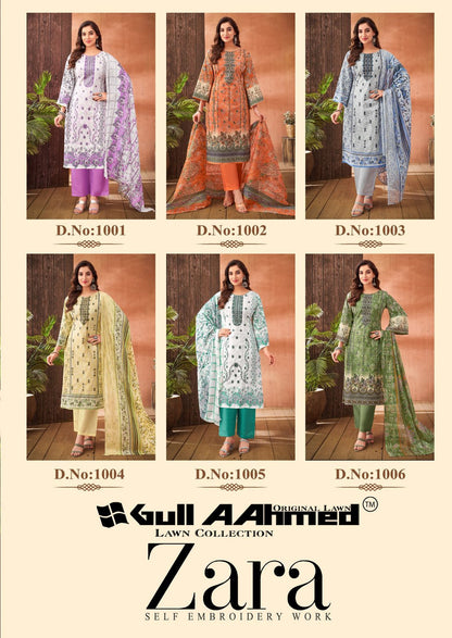 Zara Self Embroidery Work Gul Ahmed Lawn Karachi Salwar Suits Wholesale