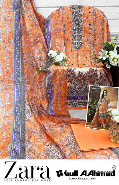 Zara Self Embroidery Work Gul Ahmed Lawn Karachi Salwar Suits Wholesale