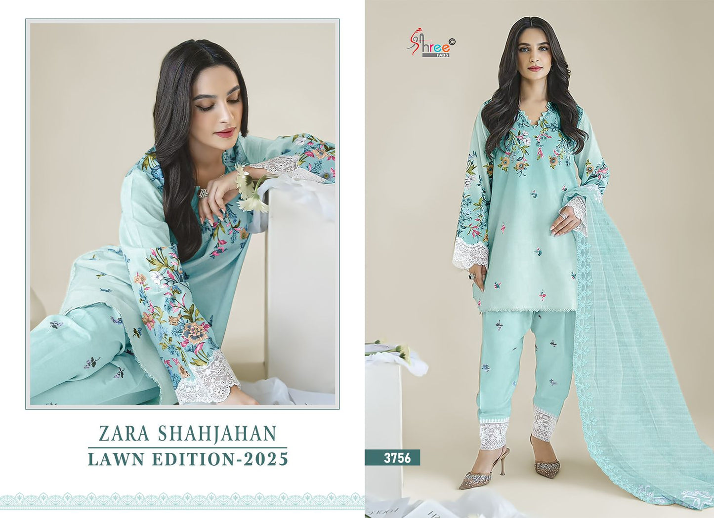 Zara Shahjahan Lawn Edition 2025 Shree Fabs Cotton Pakistani Patch Work Suits Supplier Gujarat