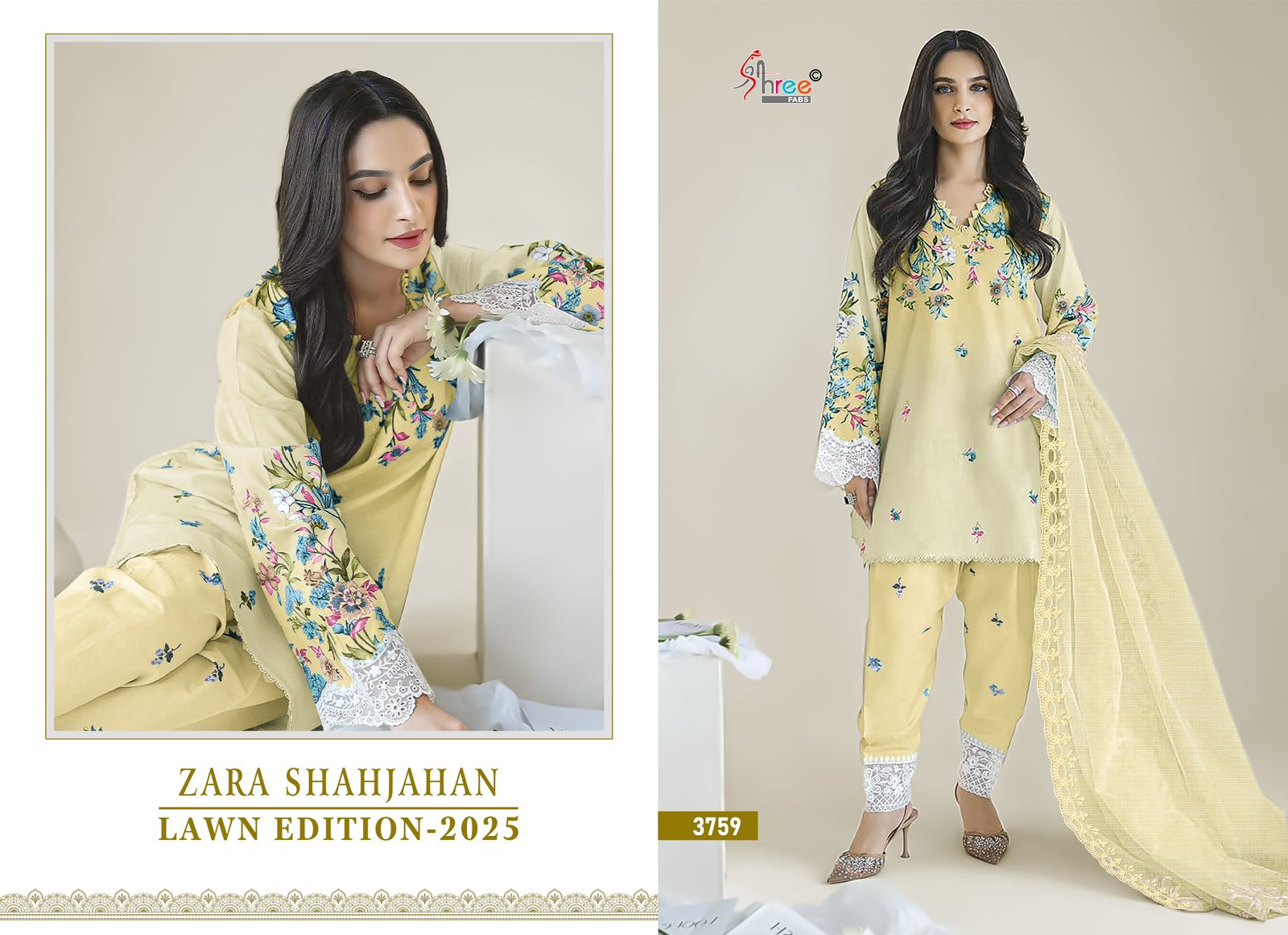 Zara Shahjahan Lawn Edition 2025 Shree Fabs Cotton Pakistani Patch Work Suits Supplier Gujarat