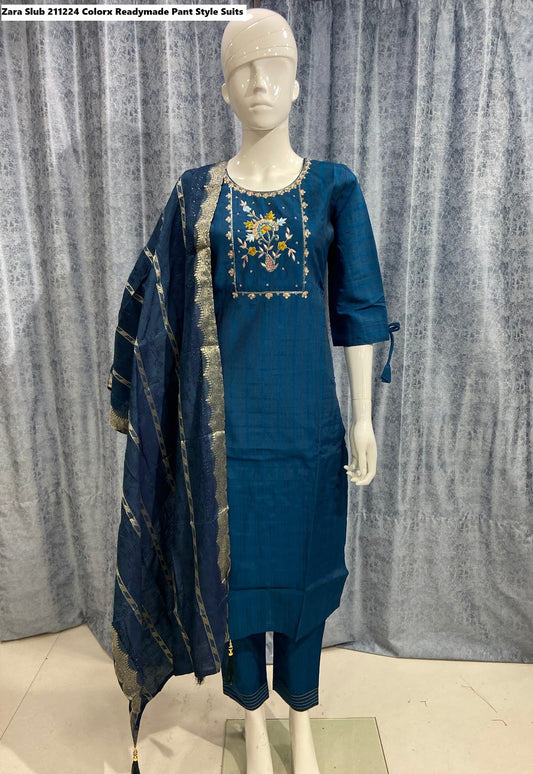 Zara Slub 211224 Colorx Readymade Pant Style Suits Exporter Gujarat