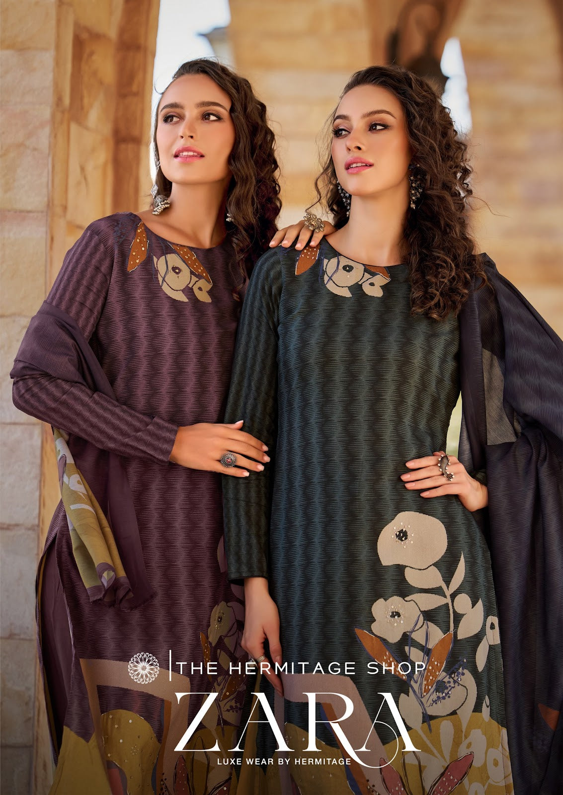 Zara The Hermitage Shop Jam Satin Karachi Salwar Suits Wholesaler