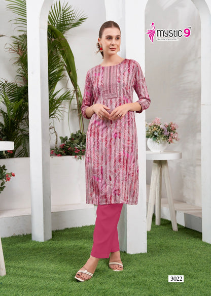 Zara Vol 1 Mystic 9 Reyon Knee Length Kurtis Exporter Ahmedabad