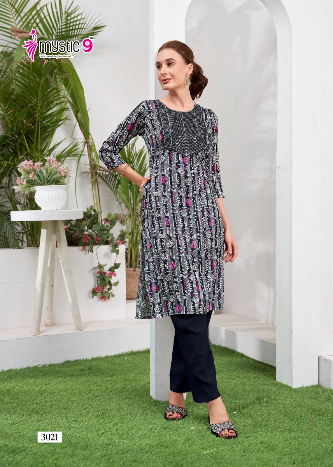 Zara Vol 1 Mystic 9 Reyon Knee Length Kurtis Exporter Ahmedabad
