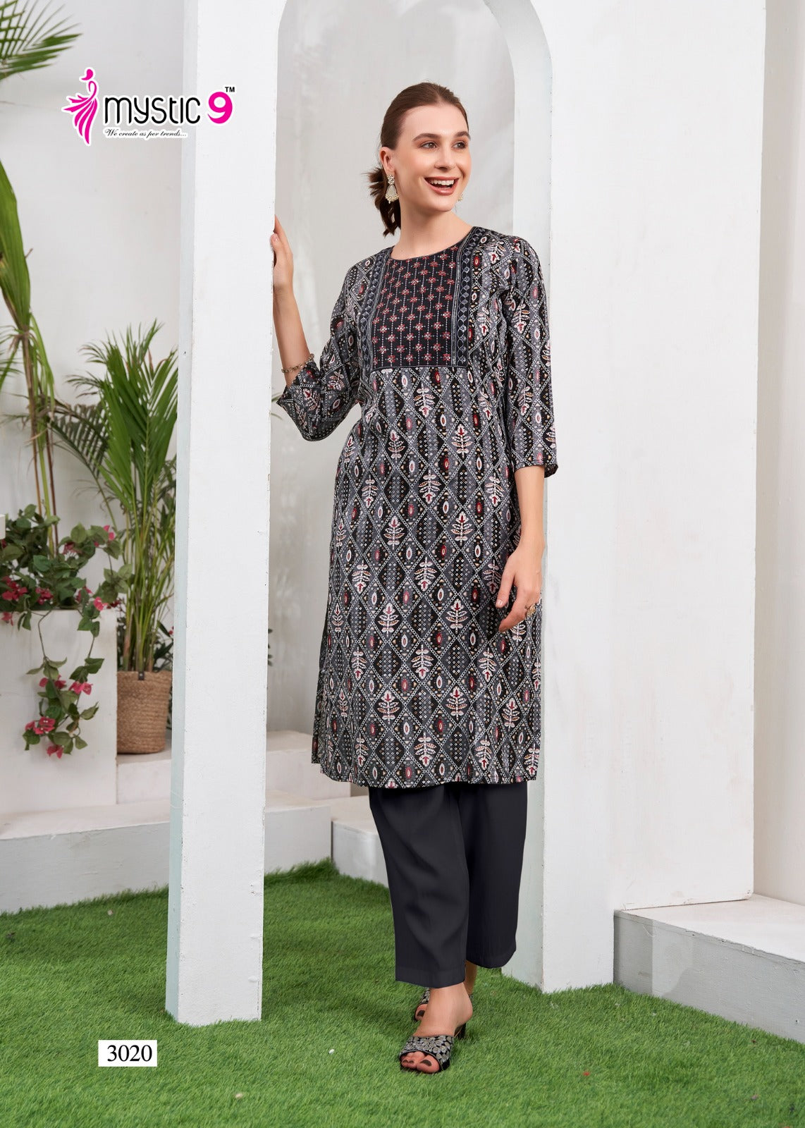 Zara Vol 1 Mystic 9 Reyon Knee Length Kurtis Exporter Ahmedabad