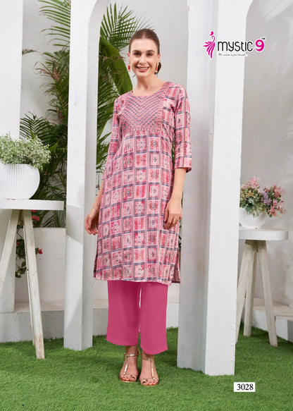 Zara Vol 1 Mystic 9 Reyon Knee Length Kurtis Exporter Ahmedabad