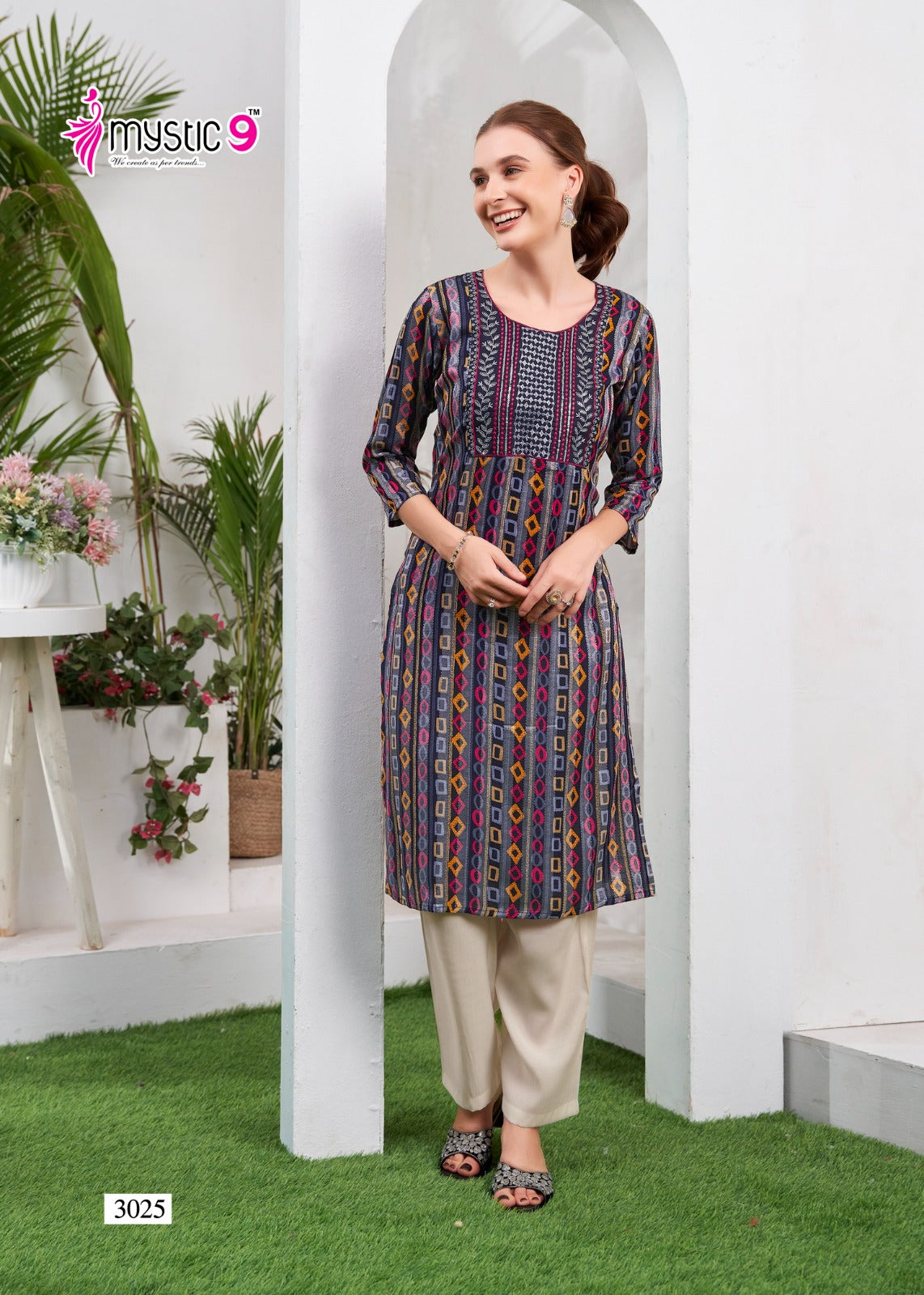 Zara Vol 1 Mystic 9 Reyon Knee Length Kurtis Exporter Ahmedabad