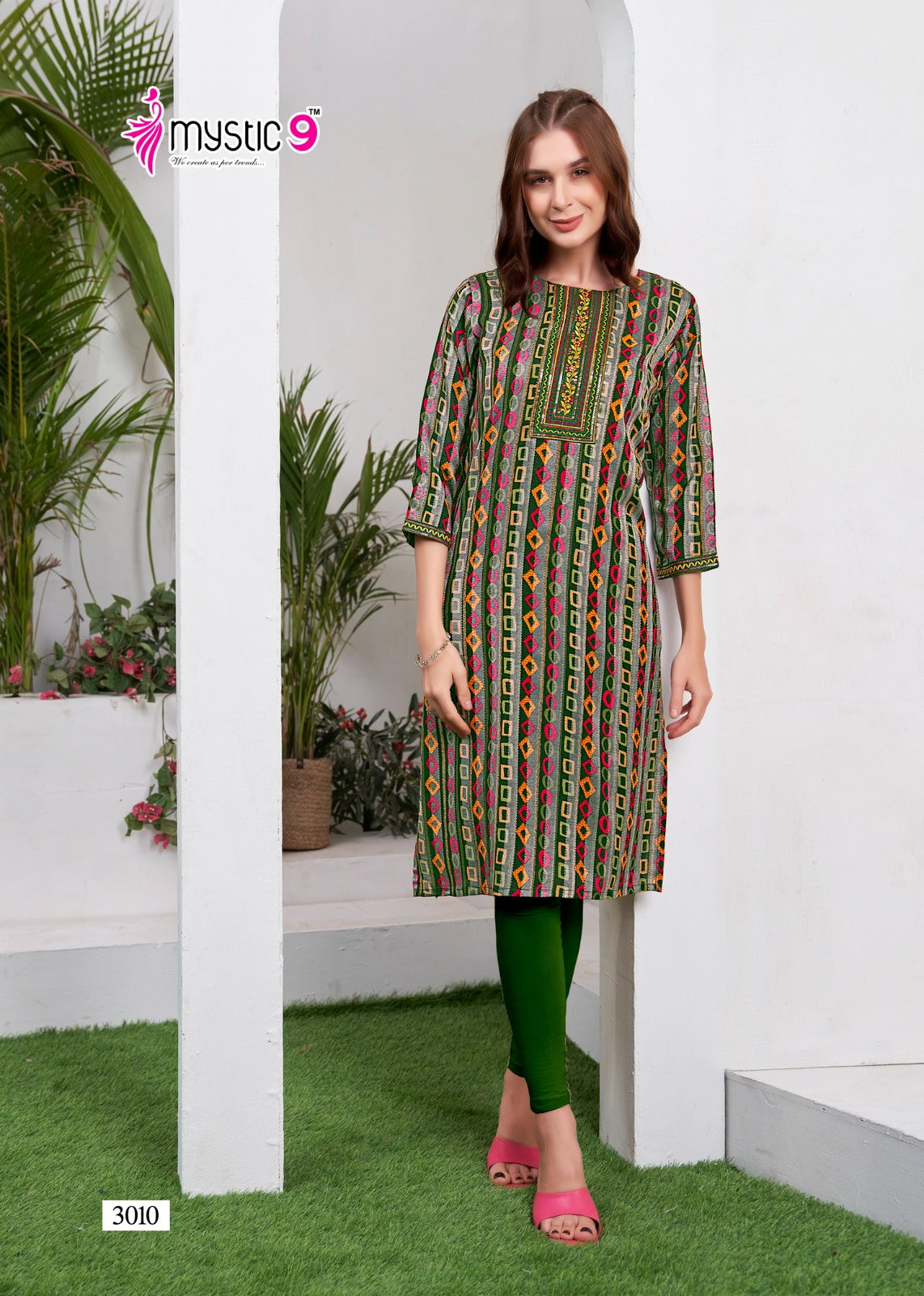Zara Vol 1 Mystic 9 Reyon Knee Length Kurtis Exporter Ahmedabad