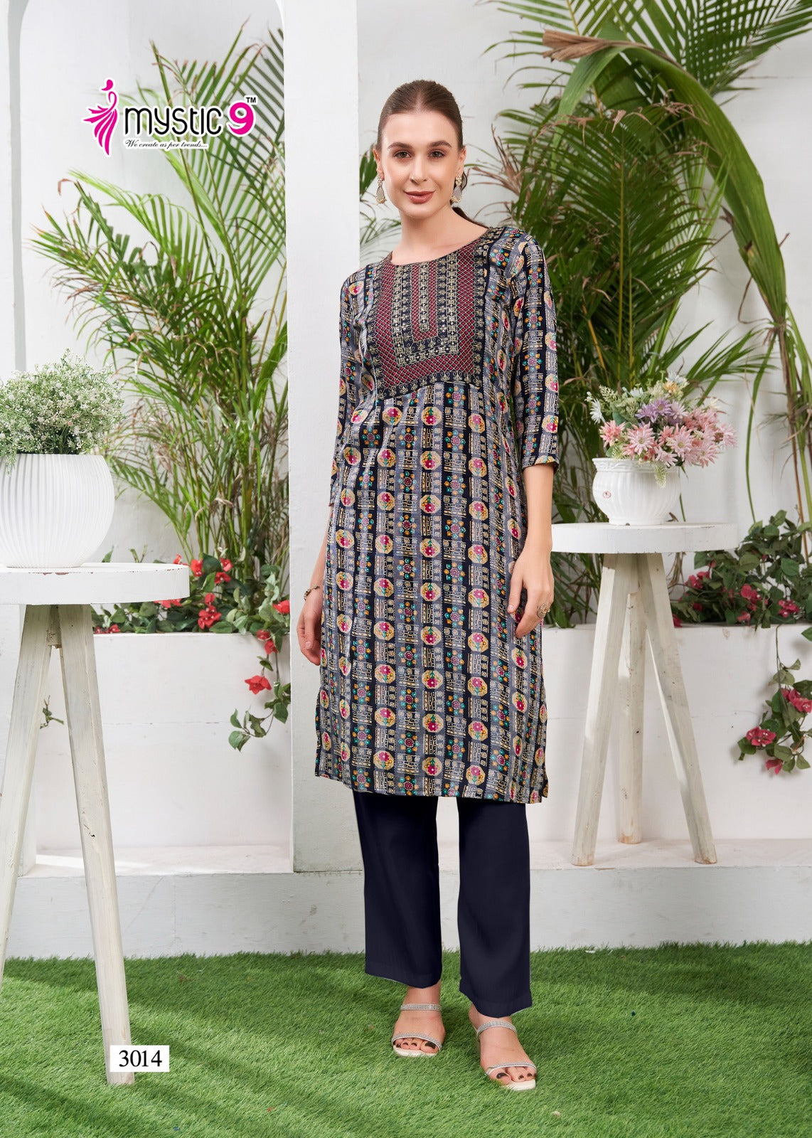 Zara Vol 1 Mystic 9 Reyon Knee Length Kurtis Exporter Ahmedabad