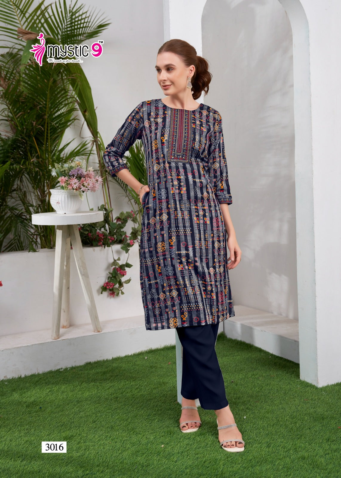 Zara Vol 1 Mystic 9 Reyon Knee Length Kurtis Exporter Ahmedabad