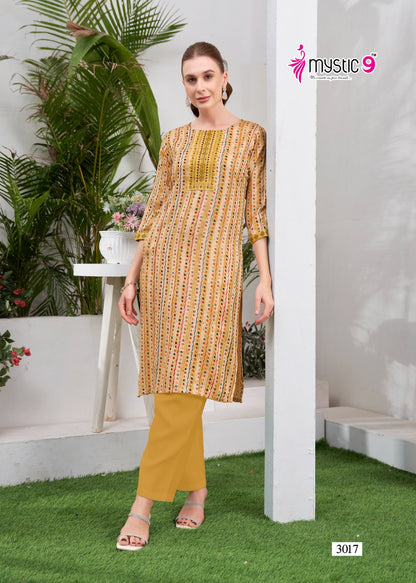 Zara Vol 1 Mystic 9 Reyon Knee Length Kurtis Exporter Ahmedabad