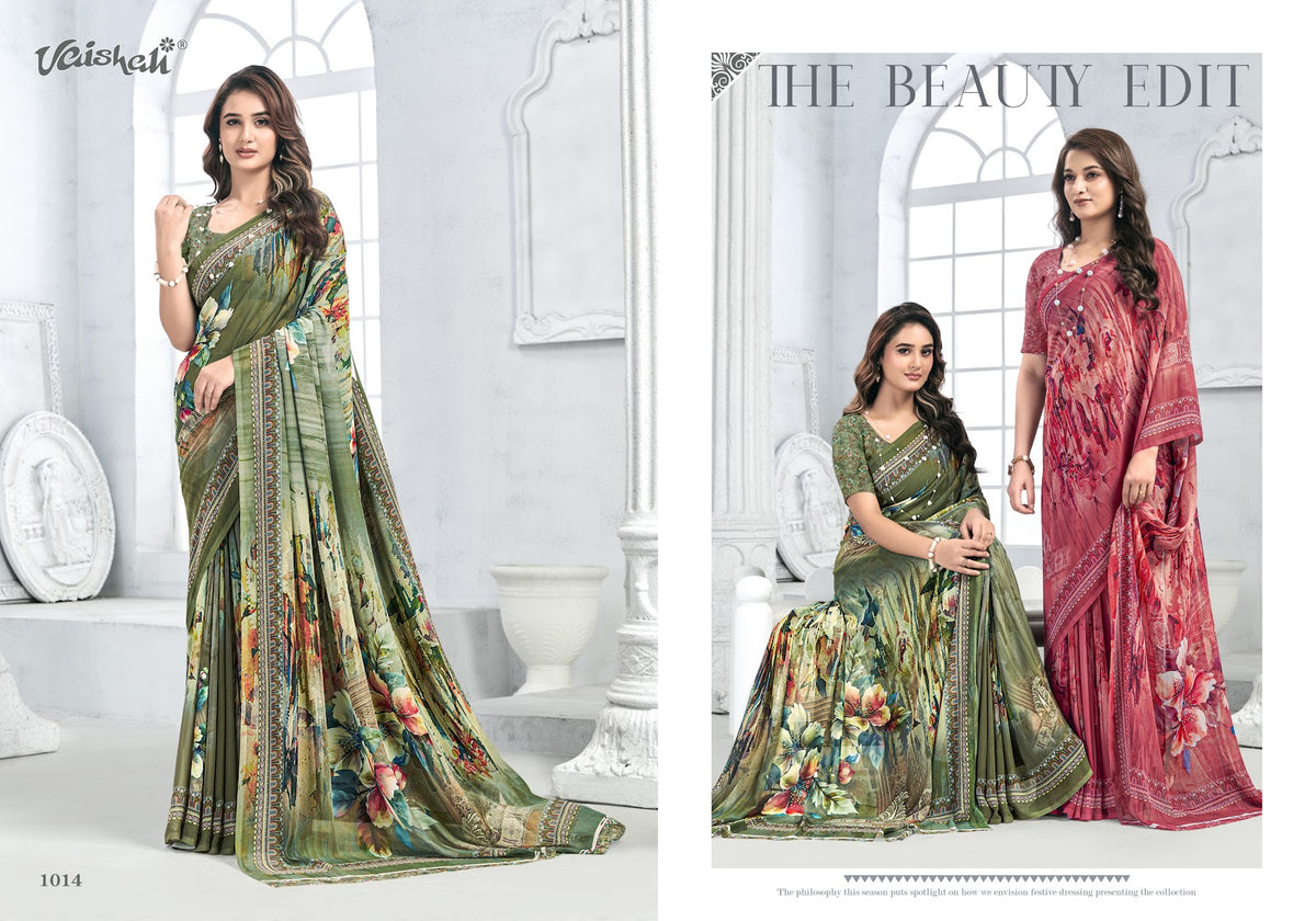 Zara Vol 1 Vaishali Fashions Pure Crape Sarees Wholesaler Ahmedabad
