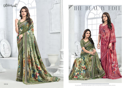Zara Vol 1 Vaishali Fashions Pure Crape Sarees Wholesaler Ahmedabad