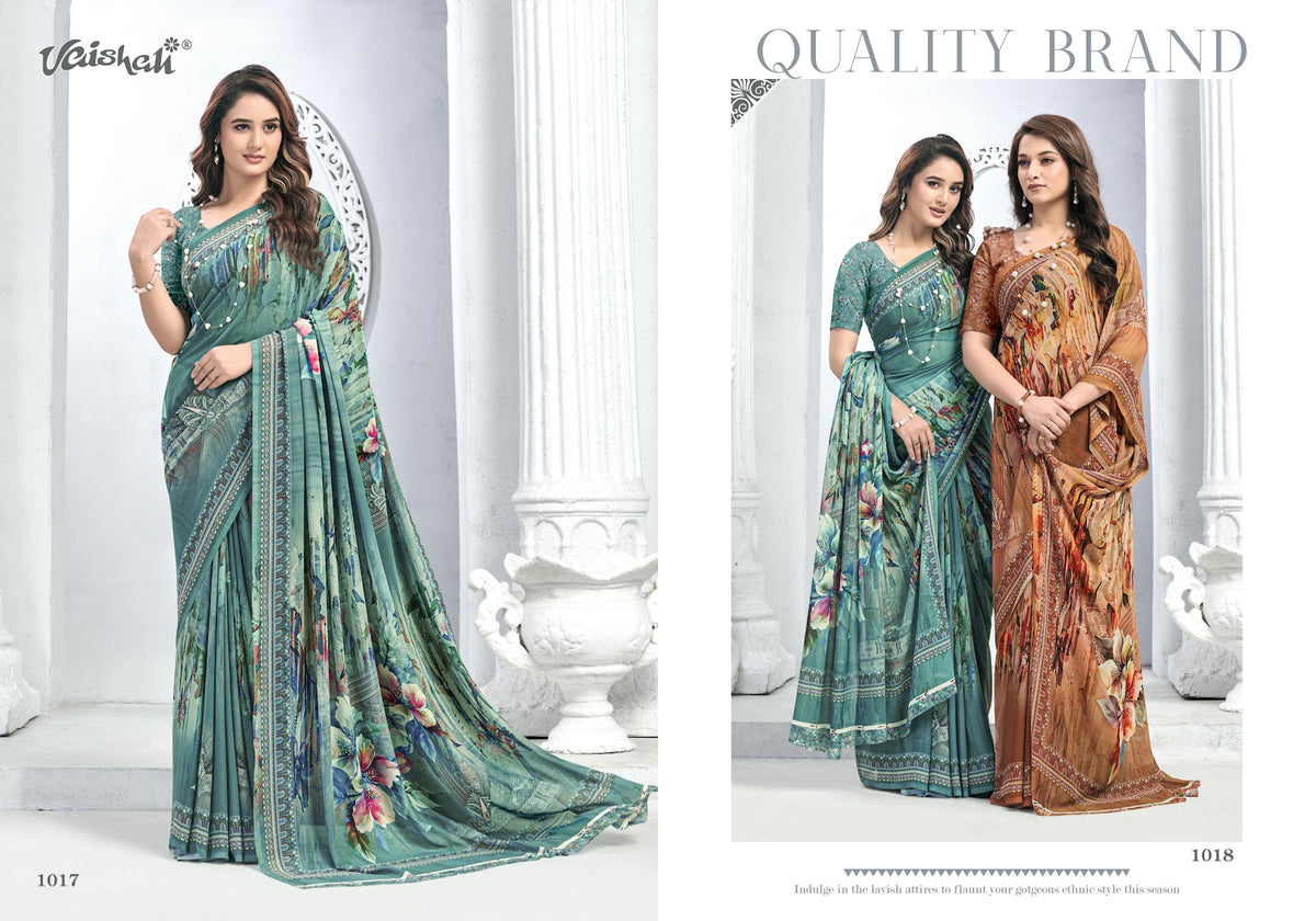 Zara Vol 1 Vaishali Fashions Pure Crape Sarees Wholesaler Ahmedabad