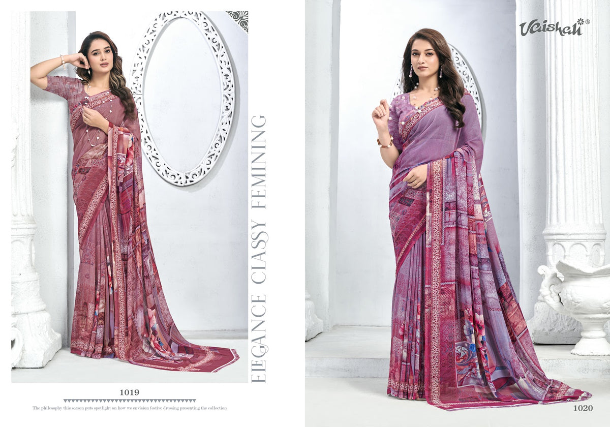 Zara Vol 1 Vaishali Fashions Pure Crape Sarees Wholesaler Ahmedabad