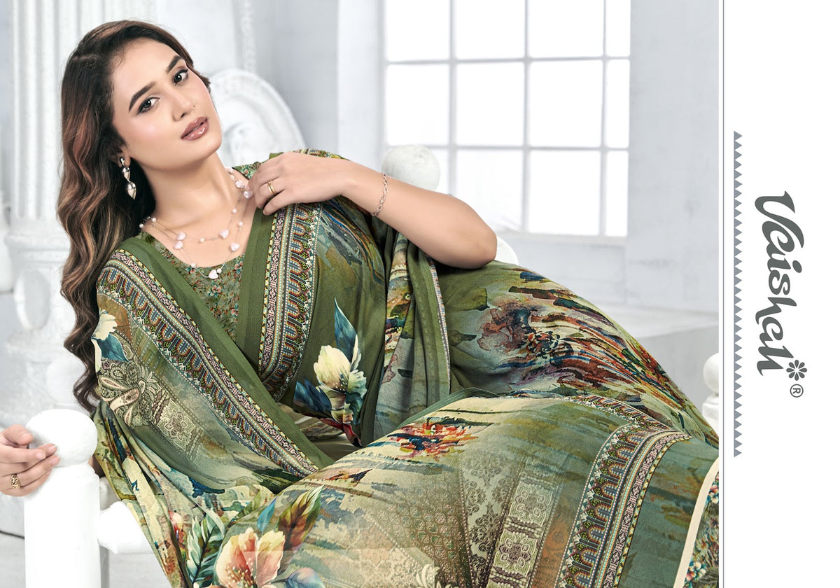 Zara Vol 1 Vaishali Fashions Pure Crape Sarees Wholesaler Ahmedabad