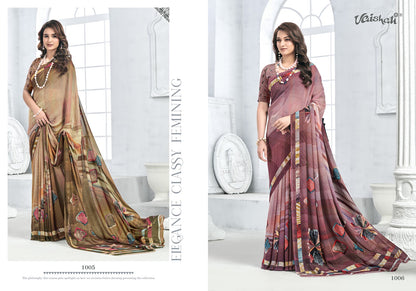 Zara Vol 1 Vaishali Fashions Pure Crape Sarees Wholesaler Ahmedabad