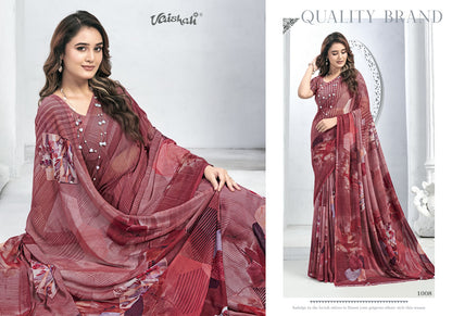 Zara Vol 1 Vaishali Fashions Pure Crape Sarees Wholesaler Ahmedabad
