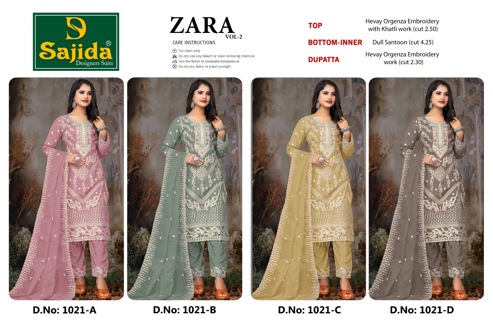 Zara Vol 2 Sajida Organza Pakistani Salwar Suits Manufacturer