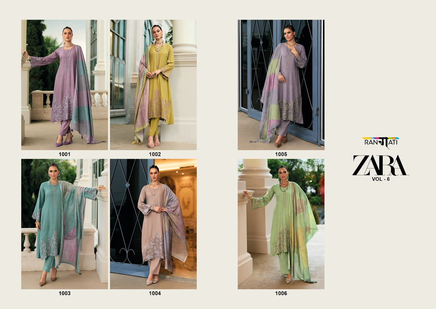 Zara Vol 6 Rangati Prints Pashmina Suits Manufacturer India