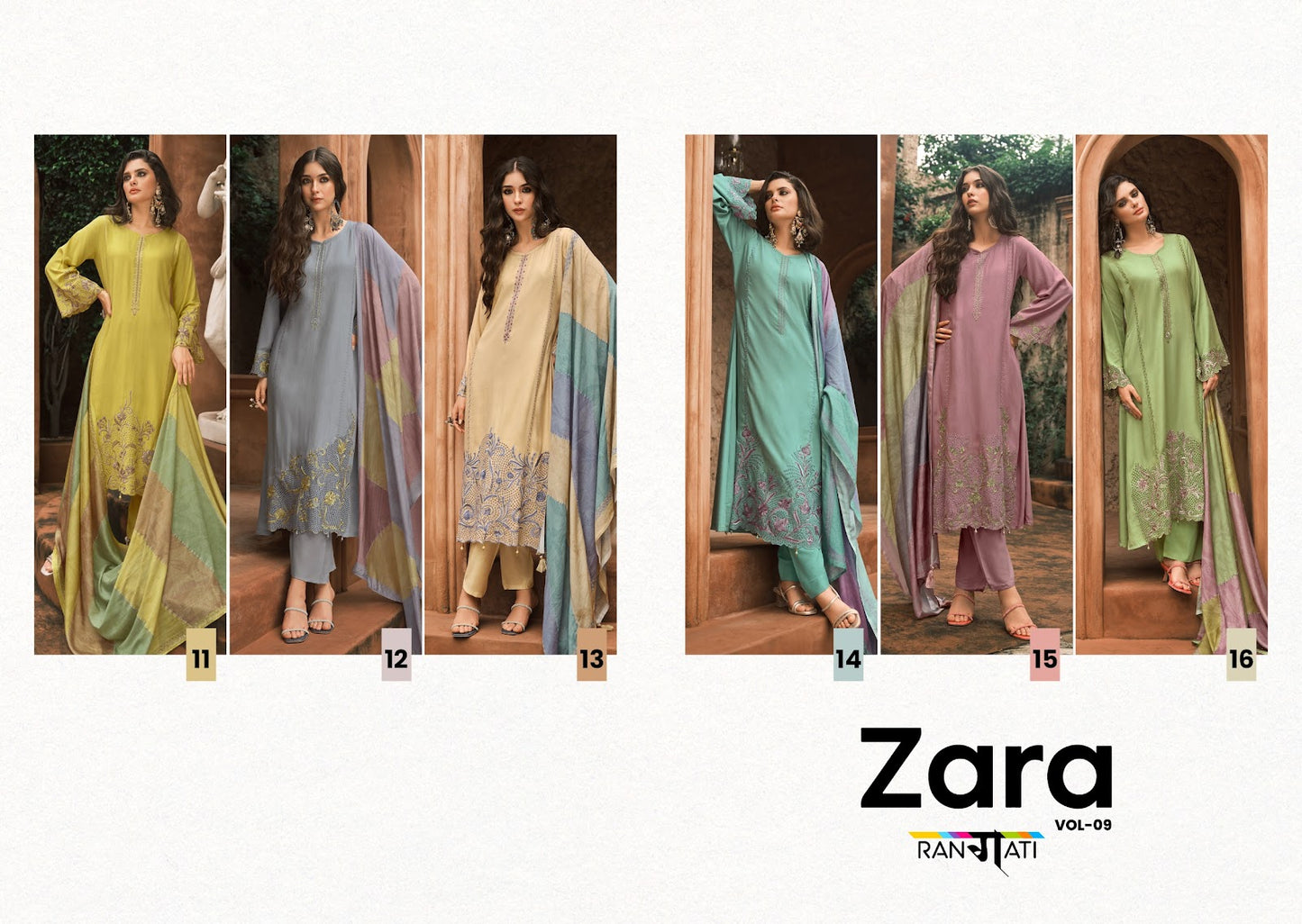 Zara Vol 9 Rangati Prints Pashmina Suits Wholesaler India