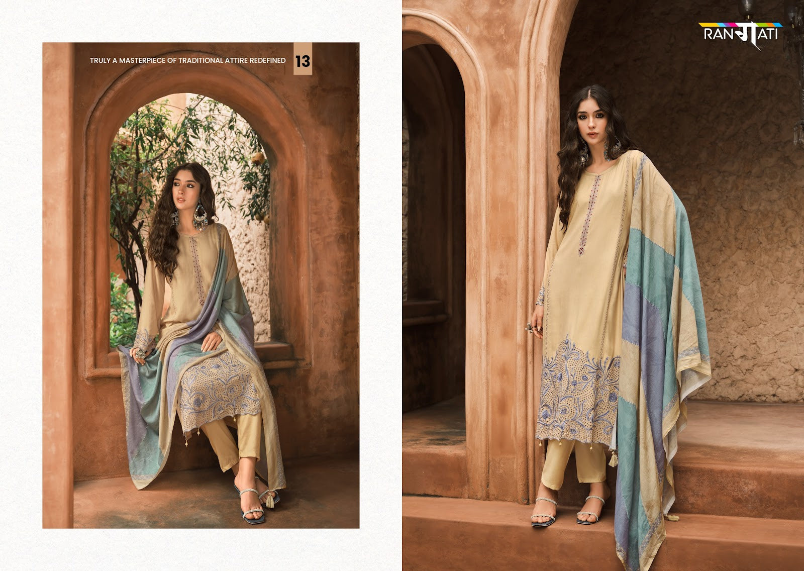 Zara Vol 9 Rangati Prints Pashmina Suits Wholesaler India