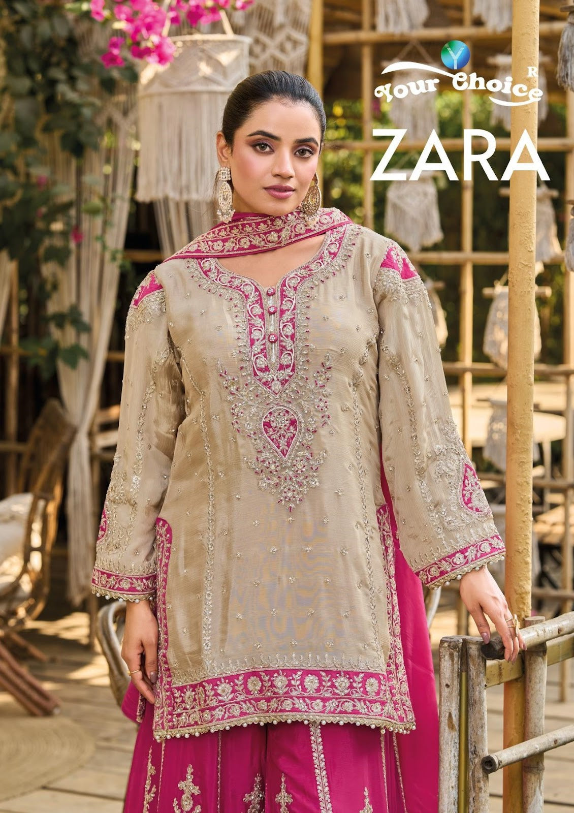 Zara Your Choice Chinnon Pakistani Readymade Suits Exporter Ahmedabad