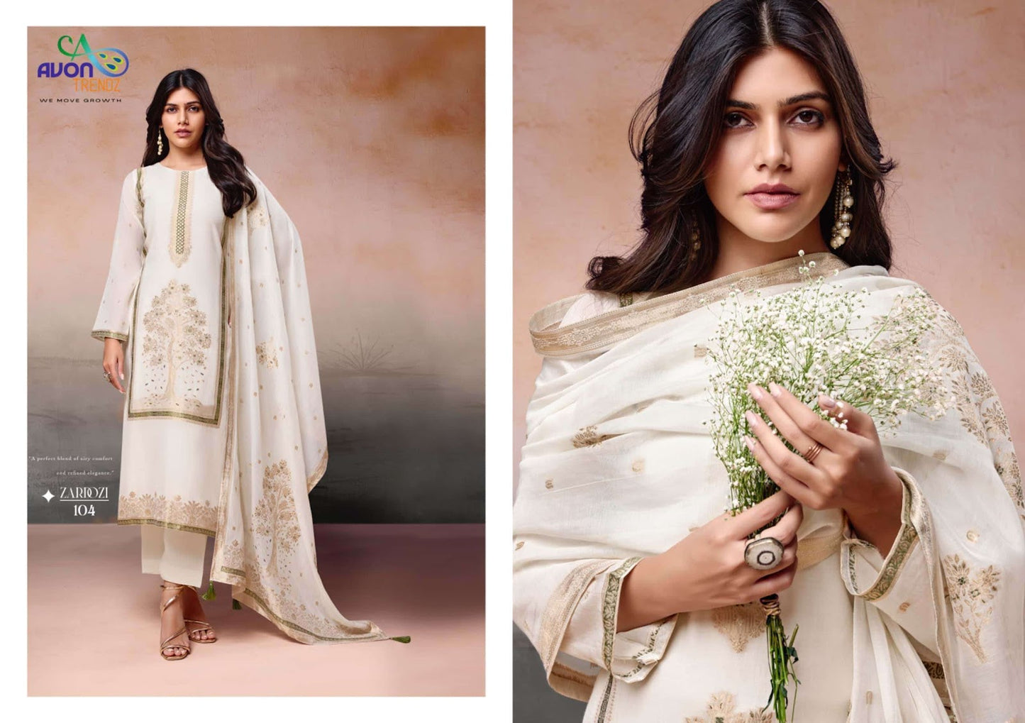 Zardozi Avon Trendz Mul Mul Pant Style Suits Exporter India