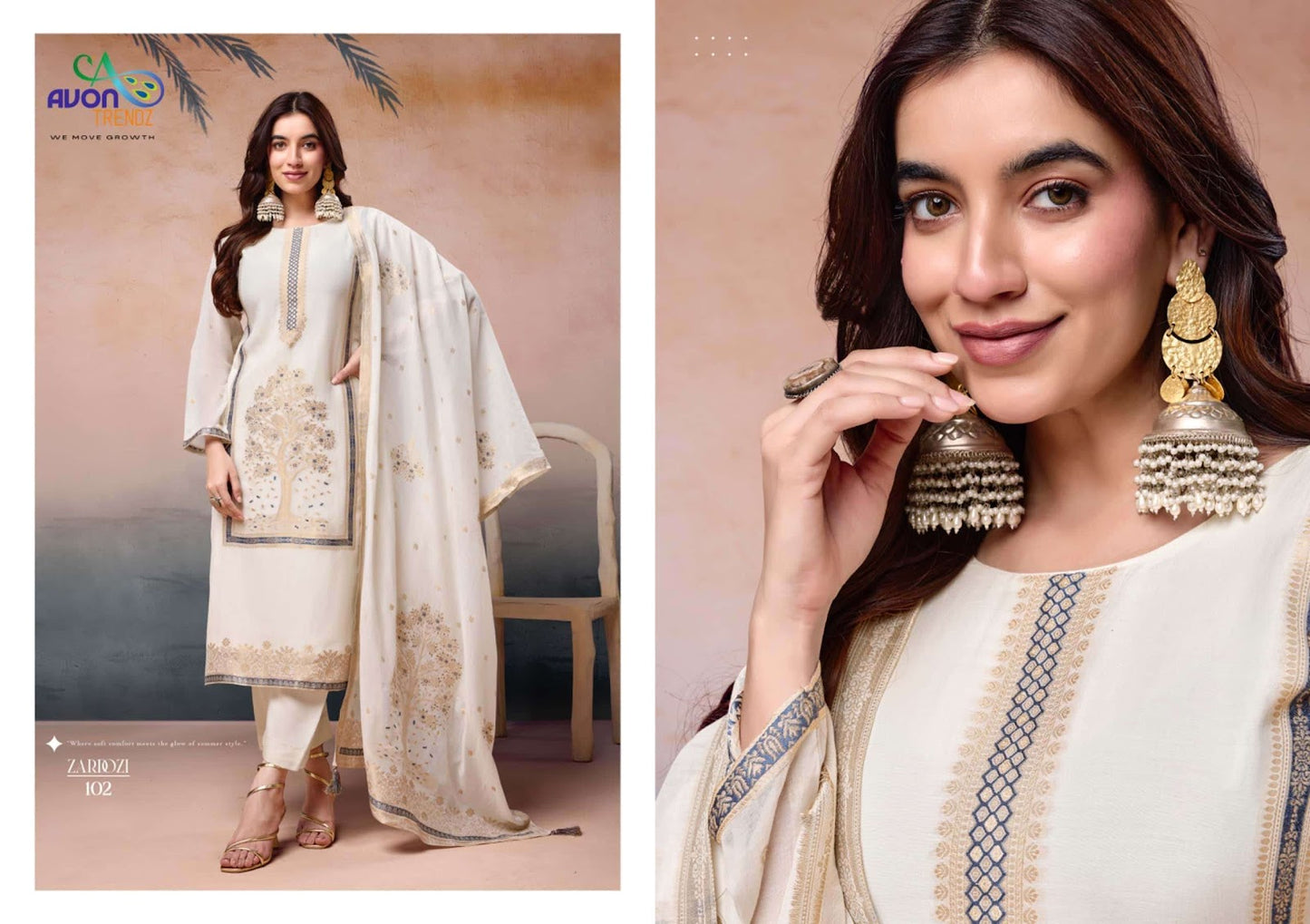 Zardozi Avon Trendz Mul Mul Pant Style Suits Exporter India