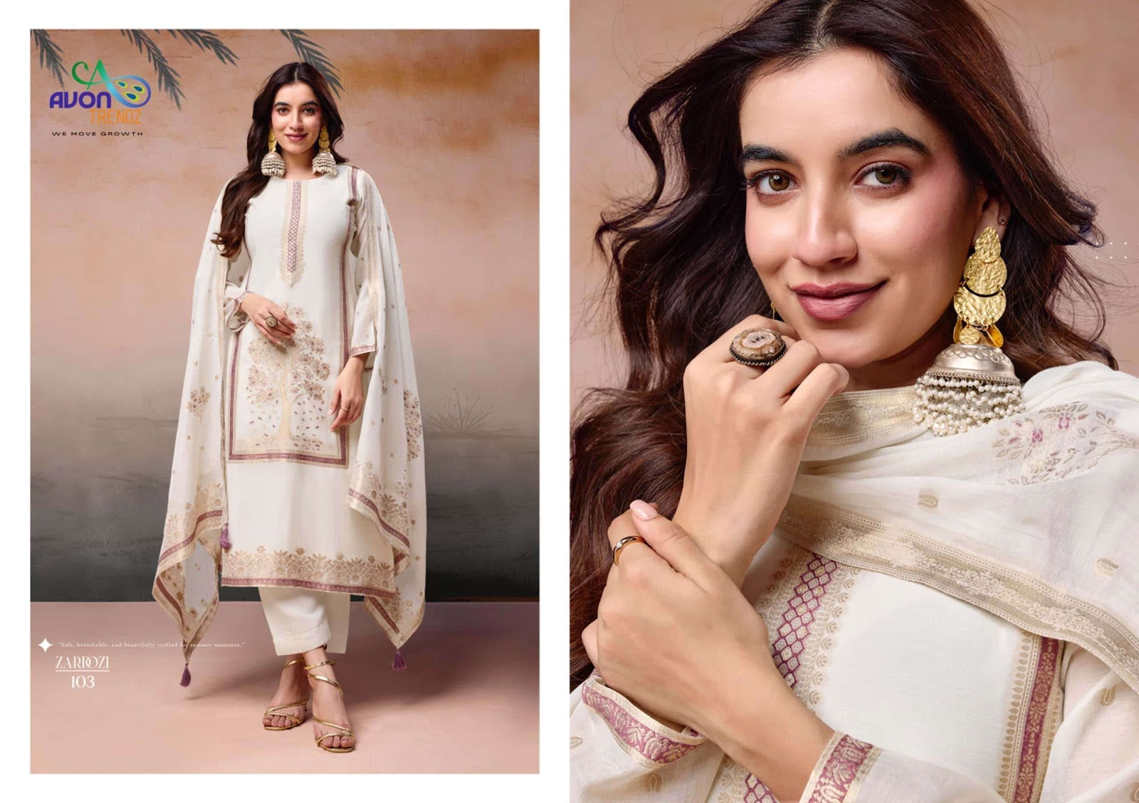 Zardozi Avon Trendz Mul Mul Pant Style Suits Exporter India