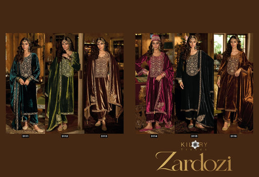 Zardozi Kilory Velvet Suits Wholesaler