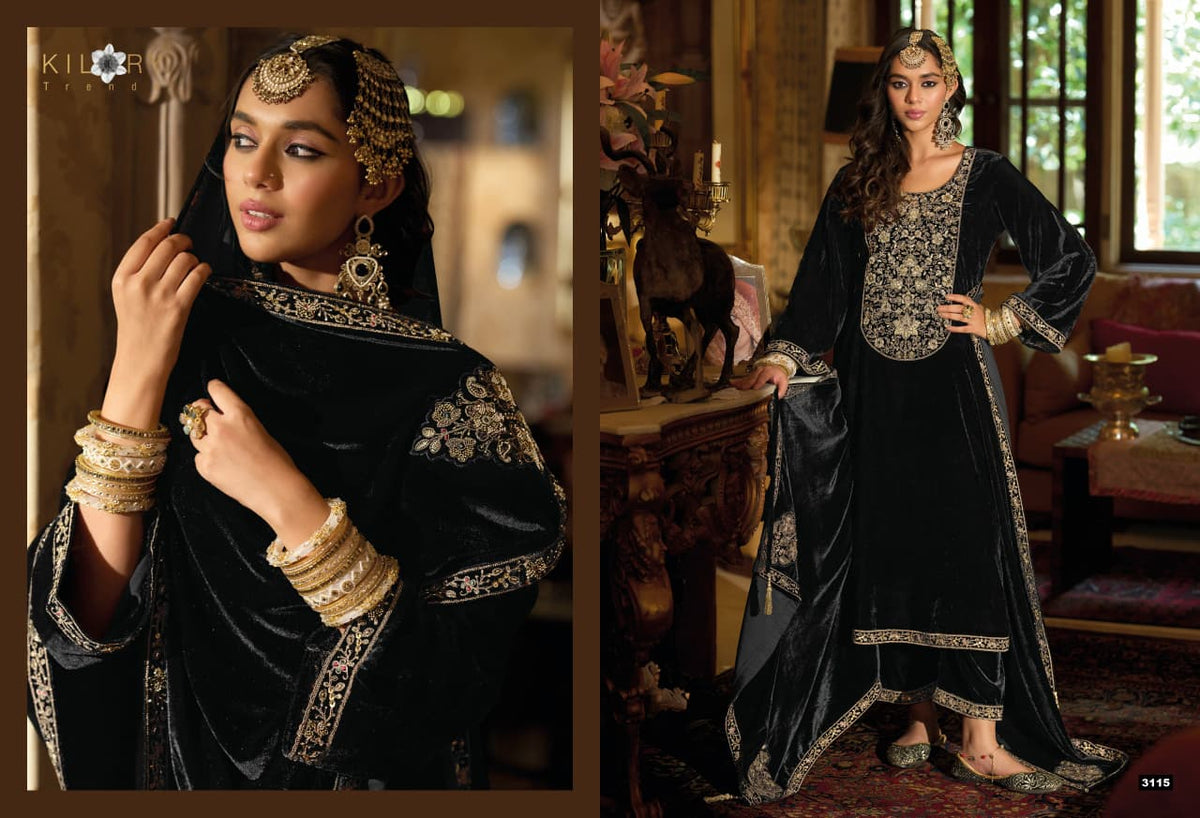 Zardozi Kilory Velvet Suits Wholesaler