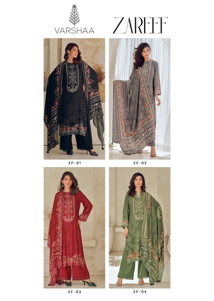 Zareef Varsha Fashions Viscose Muslin Pant Style Suits Wholesale Price