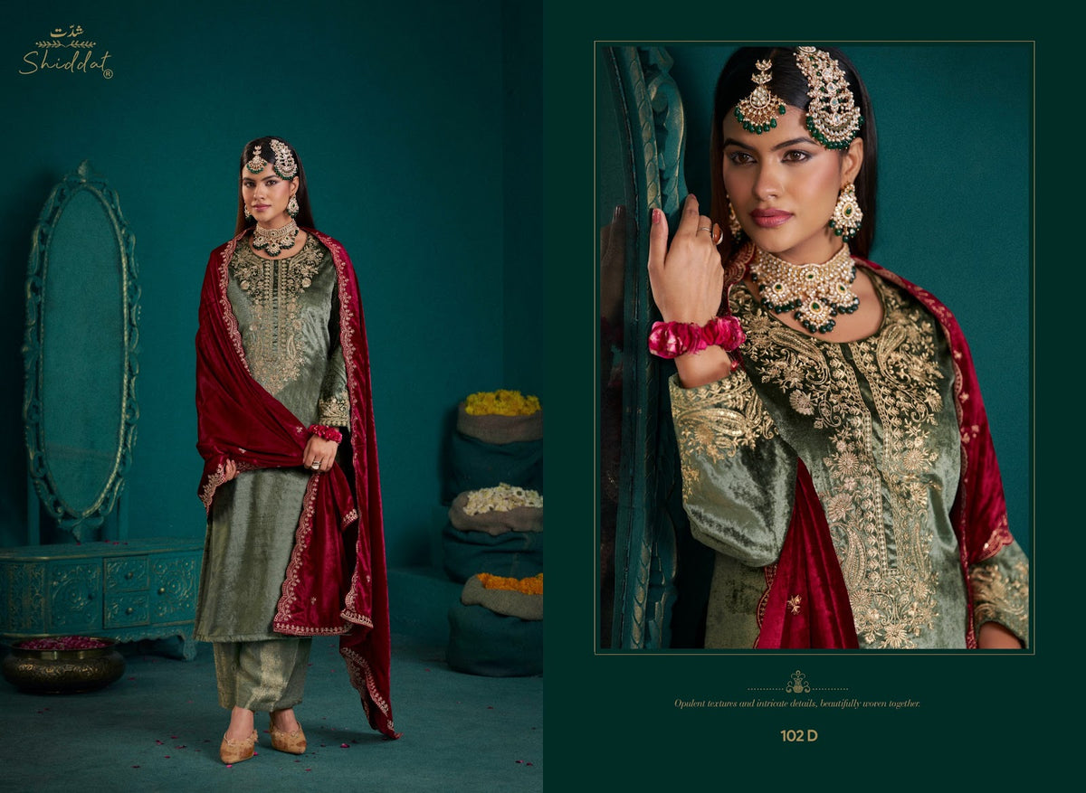Zareen 102 Shiddat Viscose Velvet Suits Manufacturer Ahmedabad