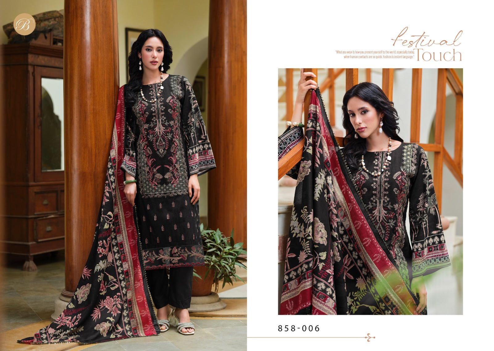 Zareen Belliza Designer Studio Cotton Karachi Readymade Suits Supplier Ahmedabad