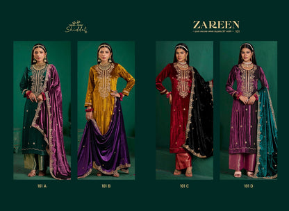 Zareen Shiddat Viscose Velvet Suits Manufacturer Gujarat
